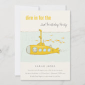Tauchen in Unterseeboot Gelb jedes Alter Geburtsta Einladung (Vorderseite)