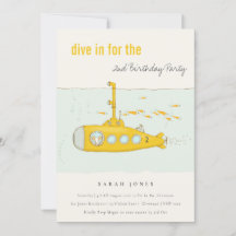 Tauchen in Unterseeboot Gelb jedes Alter Geburtsta