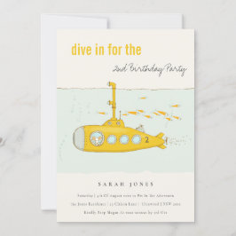 Tauchen in Unterseeboot Gelb jedes Alter Geburtsta Einladung