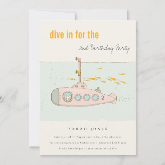 Tauchen in Unterseeboot jedes Alter Geburtstag Ein Dankeskarte (Vorderseite)
