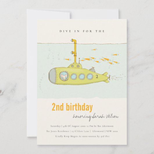 Tauchen in Unterseeboot jedes Alter Geburtstag Ein Dankeskarte (Vorderseite)