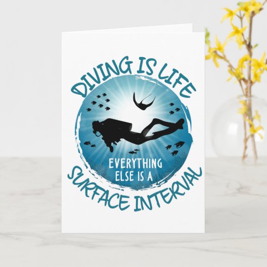 Tauchen ist das Leben Funny Surface Interval Karte (Gelbe Blume)