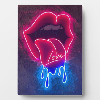 Tauchen Lippen Neonzeichen, Liebe treiben Schild, Fotoplatte
