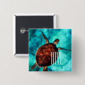 Tauchen-Meeresschildkröte Button (Vorne & Hinten)