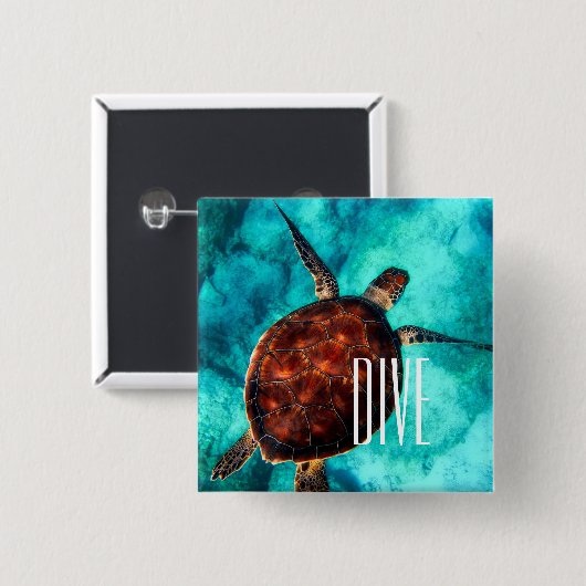 Tauchen-Meeresschildkröte Button (Vorne & Hinten)