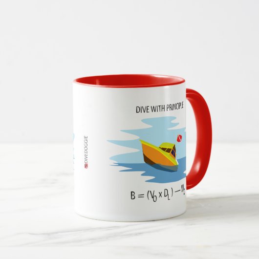 Tauchen mit Archimedes-Prinzip Tasse (VorderseiteRechts)