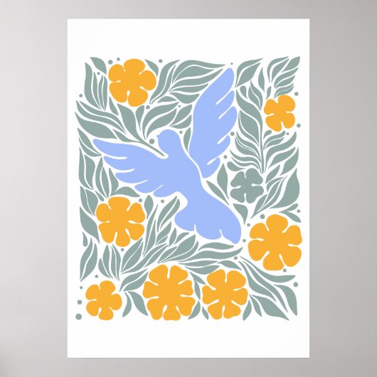 Tauchen mit Blume im Volksstil | Moderne Formen Poster (Vorne)