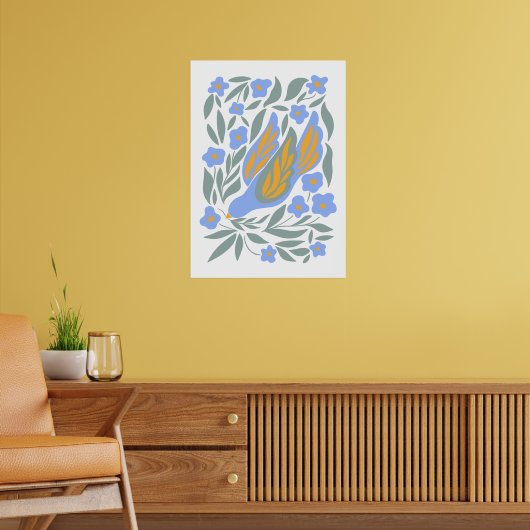 Tauchen mit Blume im Volksstil | Moderne Formen Poster (Wohnzimmer 2)