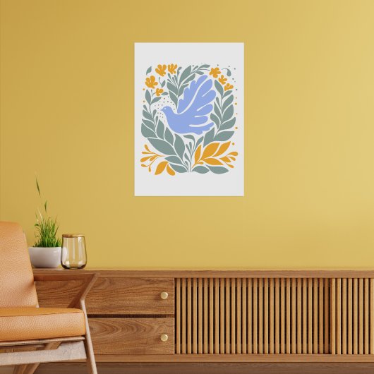 Tauchen mit Blume im Volksstil | Moderne Formen Poster (Wohnzimmer 2)