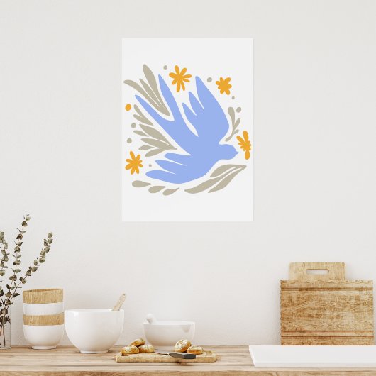 Tauchen mit Blume im Volksstil | Moderne Formen Poster (Küche)