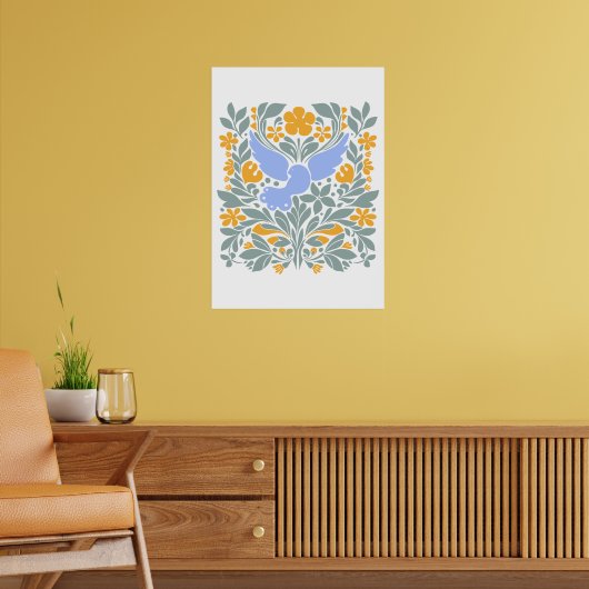 Tauchen mit Blume im Volksstil | Moderne Formen Poster (Wohnzimmer 2)