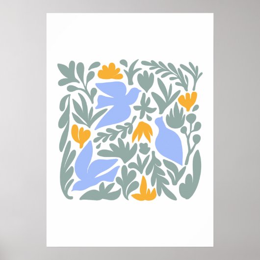 Tauchen mit Blume im Volksstil | Moderne Formen Poster (Vorne)