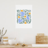 Tauchen mit Blume im Volksstil | Moderne Formen Poster (Küche)