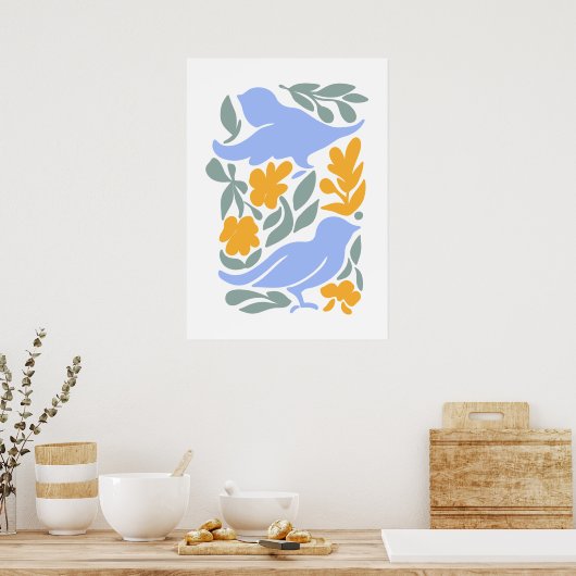Tauchen mit Blume im Volksstil | Moderne Formen Poster (Küche)