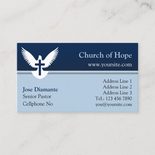 Tauchen mit Cross Blue Church Card Visitenkarte (Vorderseite)