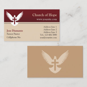Tauchen mit Cross Red und Beige Church Card Visitenkarte