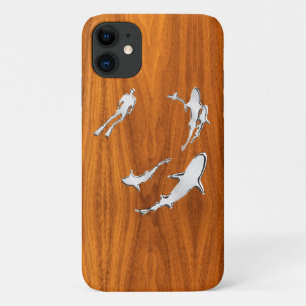Tauchen mit Haien im Teak Veneer Stil Case-Mate iPhone Hülle