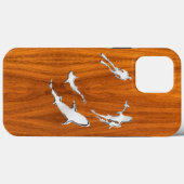 Tauchen mit Haien im Teak Veneer Stil Case-Mate iPhone Hülle (Rückseite (Horizontal))