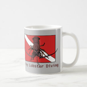 Tauchen mit Langusten mit roter Taucherflagge URM Kaffeetasse
