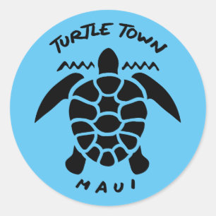 Tauchen mit Meeresschildkröten - Turtelstadt Maui Runder Aufkleber