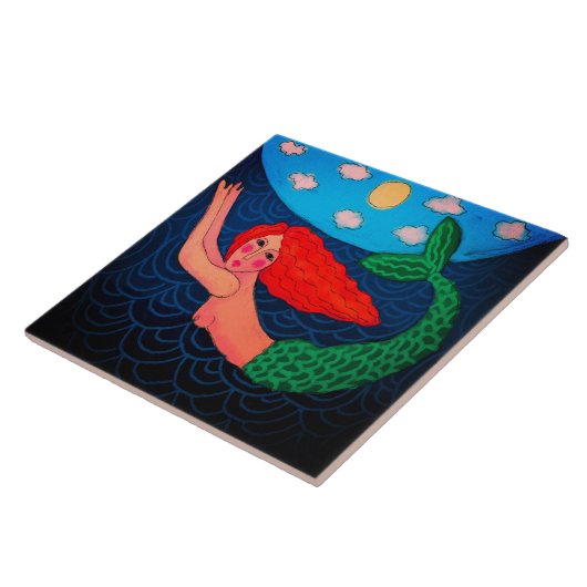 Tauchen mit Meerjungfrau Abstrakte Kunst Fliese (Seite)