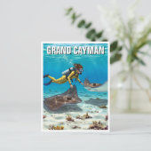 Tauchen mit Rochen in Grand Cayman Travel Postkarte (Stehend Vorderseite)