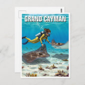 Tauchen mit Rochen in Grand Cayman Travel Postkarte (Vorne/Hinten)