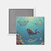 Tauchen mit Stingrochen Magnet (Vorderseite/Rückseite)