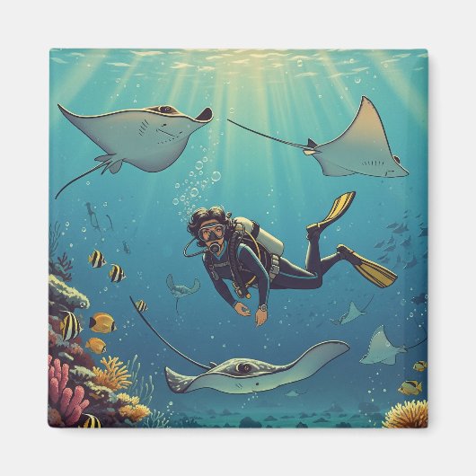 Tauchen mit Stingrochen Magnet (Vorne)