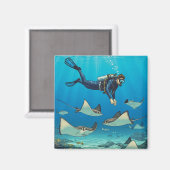 Tauchen mit Stingrochen Magnet (Vorderseite/Rückseite)