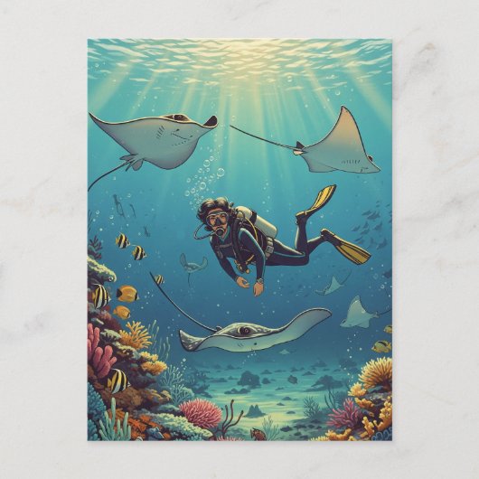 Tauchen mit Stingrochen Postkarte (Vorderseite)
