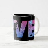 TAUCHEN mit Tauchern, die das Wort schreiben Zweifarbige Tasse (VorderseiteRechts)