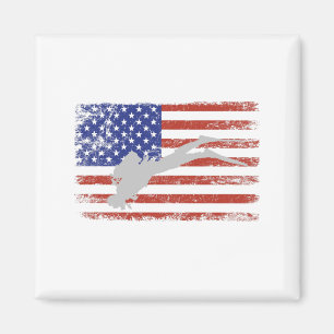 Tauchen mit US-amerikanischer Flagge-Flaggen Vinta Magnet