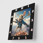 Tauchen mit Vögeln und Pizza Quadratische Wanduhr (Winkel)