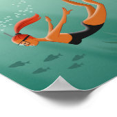 Tauchen Schnorcheln Girl Fish Unterwasser Sonnensc Poster (Ecke)