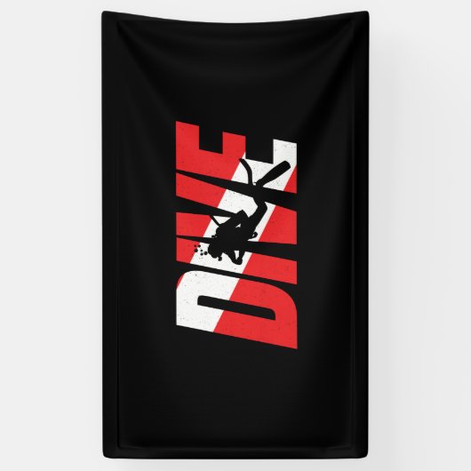 Tauchen, Scuba Diver Geschenk Taucherabtrieb Flagg Banner (Vertikal)