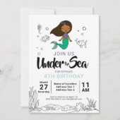 Tauchen Sie ein! Black Mermaid Geburtstagsparty Ei Einladung (Vorderseite)