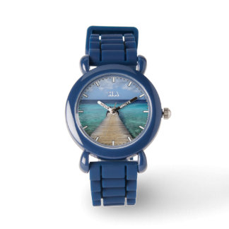 Tauchen Sie ein in das Blau (mit Ihren Initialen) Armbanduhr