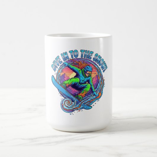 Tauchen Sie ein in das Schneesnowboard Kaffeetasse (Mittel)