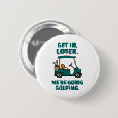 Tauchen Sie ein in den Golfplatz von Funny Retro G Button (Vorne & Hinten)