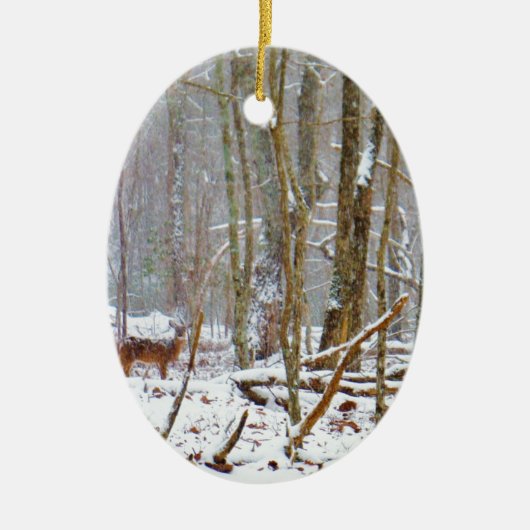 Tauchen Sie ein in den Schnee, Hirsch im Arrowhad- Keramikornament (Vorne)