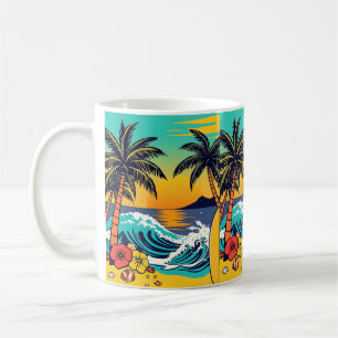 Tauchen Sie ein in den Sommer mit lebhaften Strand Kaffeetasse