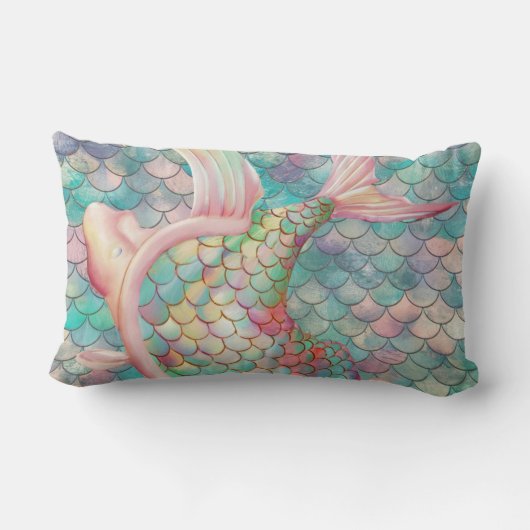 Tauchen Sie ein in die Dreams Mermaid Net Throw Ki Lendenkissen (Rückseite)