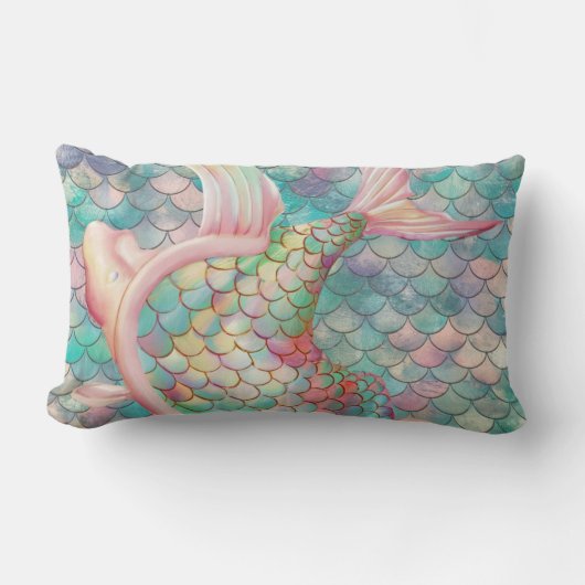 Tauchen Sie ein in die Dreams Mermaid Net Throw Ki Lendenkissen (Vorderseite)