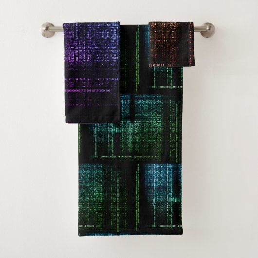 Tauchen Sie ein in digitale Träume: Binary Bliss Badhandtuch Set (Insitu)