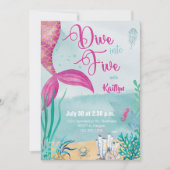 Tauchen Sie ein in fünf Meerjungfrau unter dem Mee Einladung (Vorderseite)