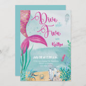 Tauchen Sie ein in fünf Meerjungfrau unter dem Mee Einladung (Vorne/Hinten)