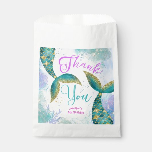 Tauchen Sie ein in fünf Meerjungfrauen 5. Geburtst Geschenktütchen (Vorderseite)