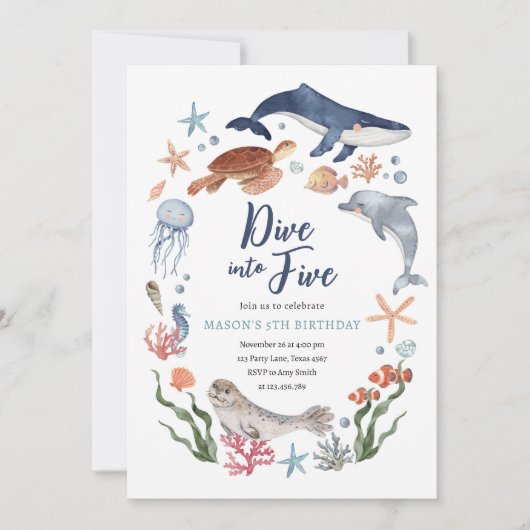 Tauchen Sie ein in fünf Untersee Wassersport 5. Ge Einladung (Vorderseite)