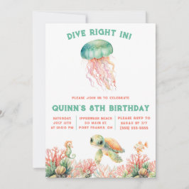 Tauchen Sie ein, unter dem Meer, Pastel Geburtstag Einladung